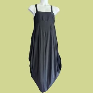 Black Sleeveless Dress with Bi-Level Bubble Hem and Pockets from The Gap, Size M